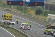 A15 Sliedrecht – Papendrecht afgesloten geweest na aanrijding vrachtwagen en auto’s